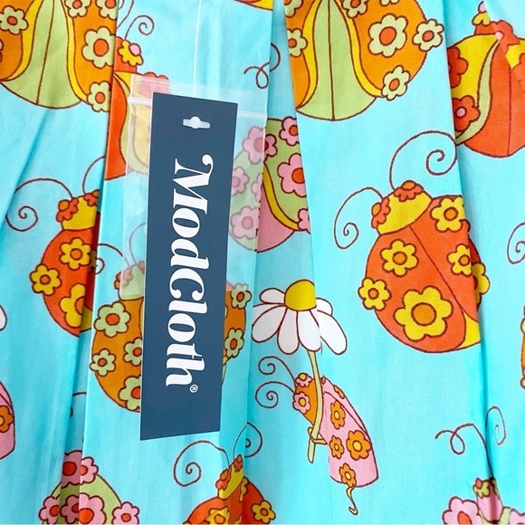MODCLOTH X Marisol Ladybug Pleated Swing Skirt NEW Novelty - Picture 8 of 11